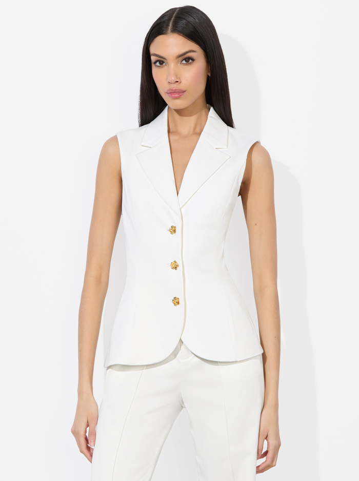 SAMMIE SCULPTED BLAZER VEST - OFF WHITE - Alice And Olivia