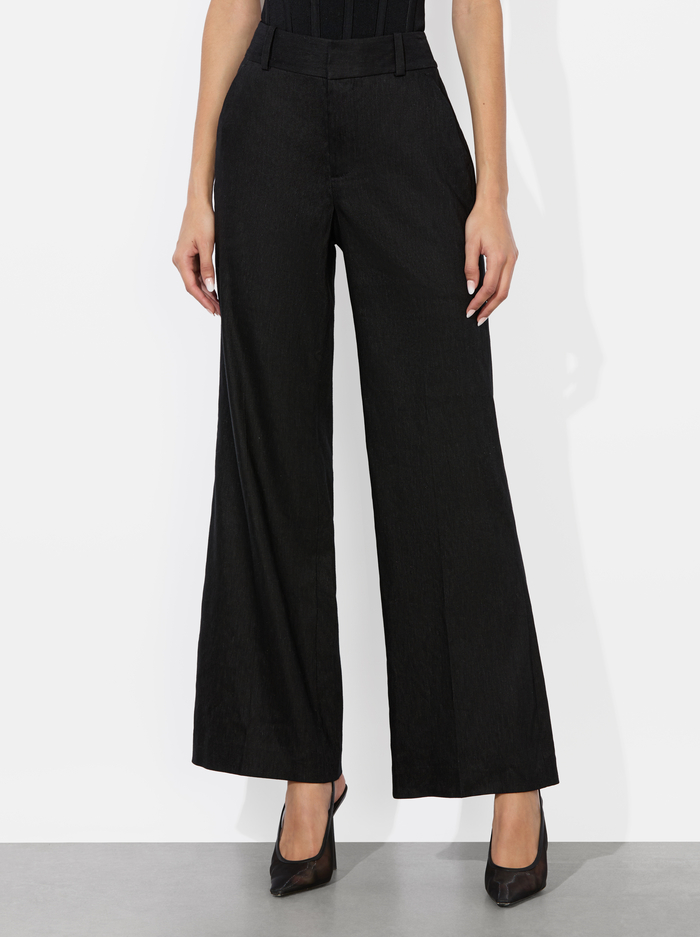 QUINN LINEN KICK FLARE PANT - BLACK - Alice And Olivia