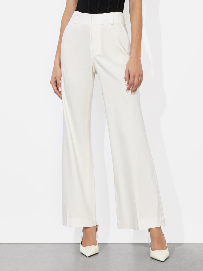 QUINN LINEN KICK FLARE PANT - OFF WHITE - Alice And Olivia