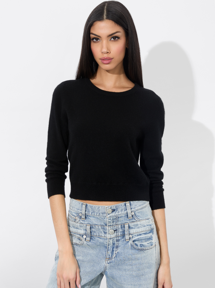 CAROLANN CASHMERE SHRUNKEN PULLOVER - BLACK - Alice And Olivia