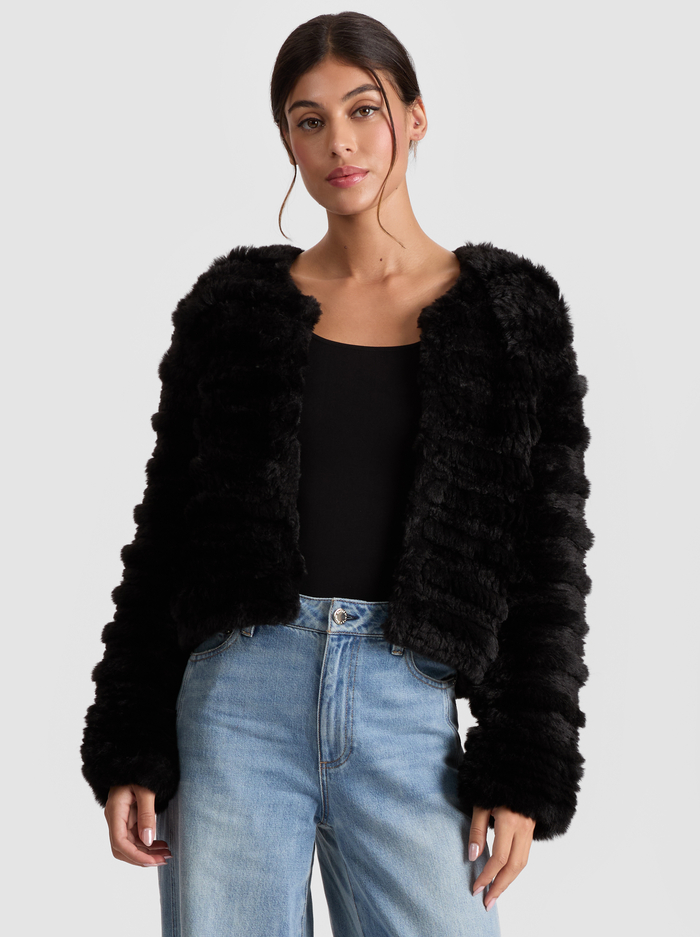 FAWN FAUX FUR JACKET - BLACK - Alice And Olivia