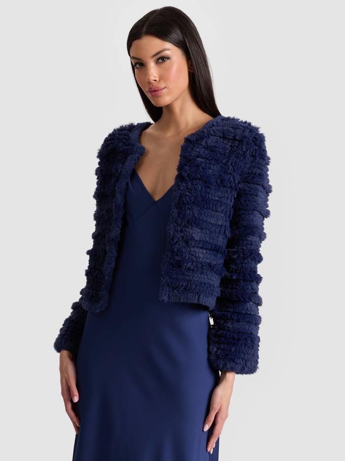 FAWN FAUX FUR JACKET - INDIGO - Alice And Olivia