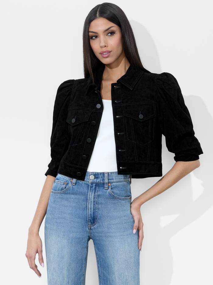 LANA SUEDE JACKET - BLACK - Alice And Olivia