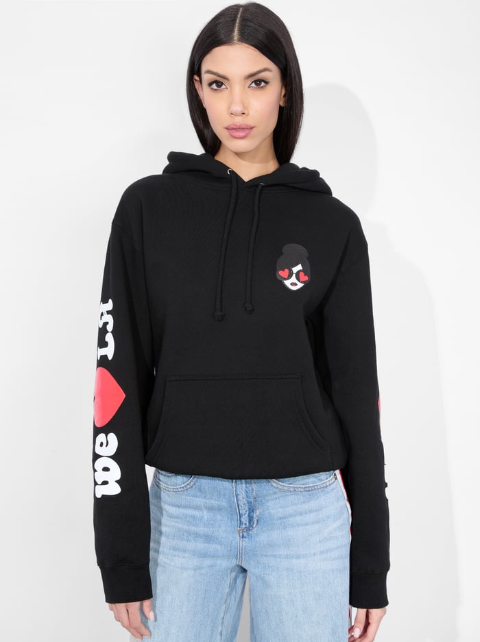 WE HEART LA HOODIE - BLACK - Alice And Olivia