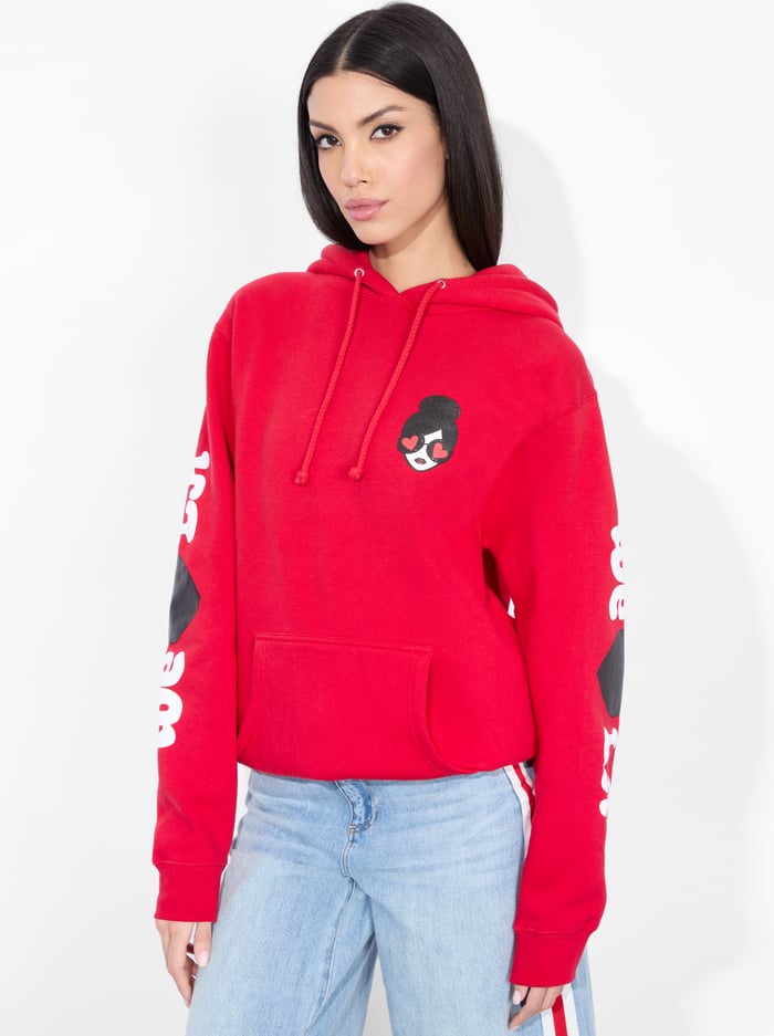 WE HEART LA HOODIE - BRIGHT RUBY - Alice And Olivia