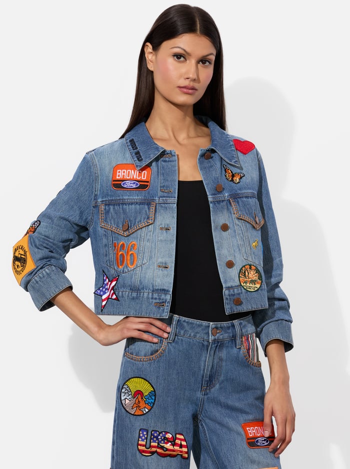 A+O X BRONCO DENIM JACKET - BROOKLYN BLUE - Alice And Olivia