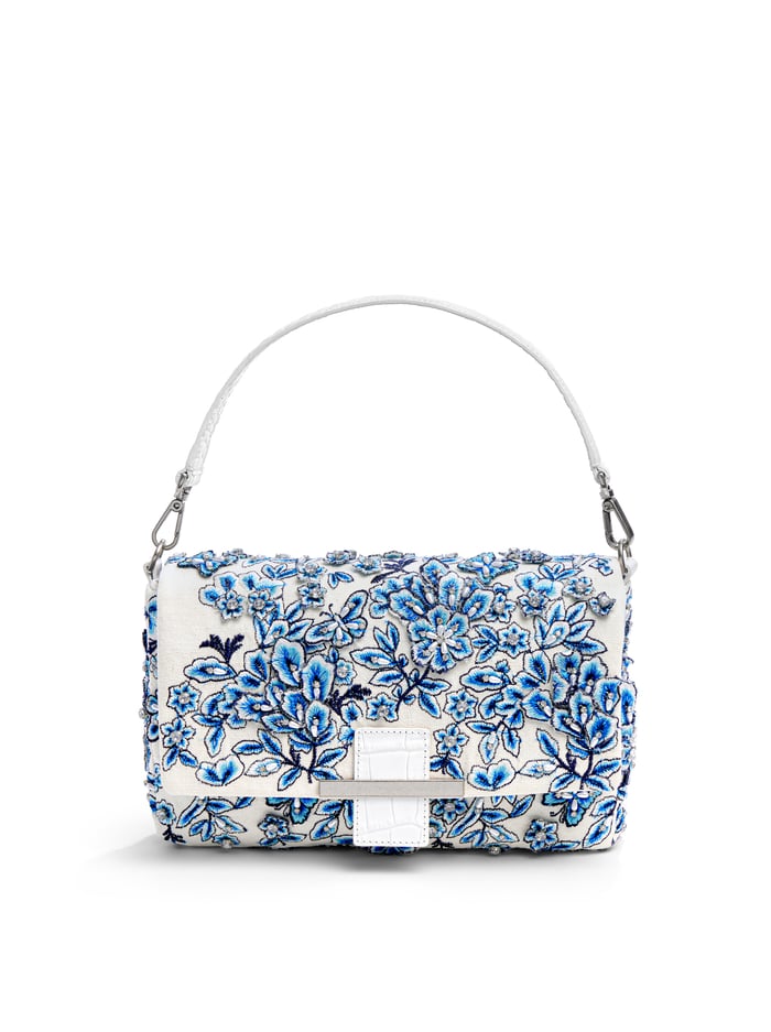 ALICIA SHOULDER BAG - BLUE/OFF WHITE - Alice And Olivia